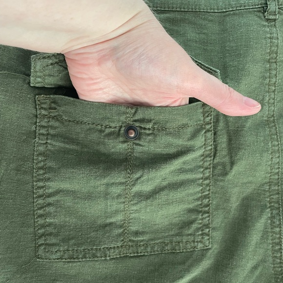 SMART SET Linen Blend Olive Green Capri Pants ~ Size 12 - Picture 8 of 16